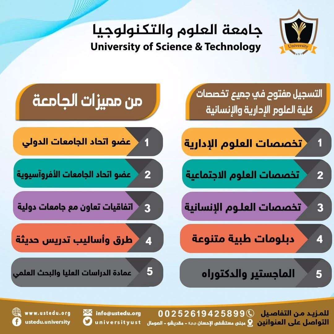 تتميز أكاديمية التطوير العلمي بتنوع الخيارات التي تقدمها الراغبين، حيث يمكن من خلال الأكاديمية الالتحاق ببرامج جامعة العلوم والتكنولوجيا في الصومال